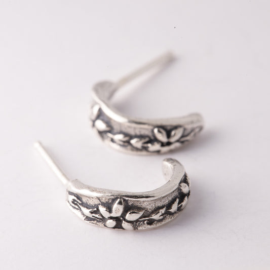 Sterling Silver Forget Me Not Huggy Earrings