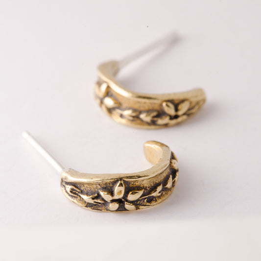 Bronze Forget Me Not Huggy Earrings
