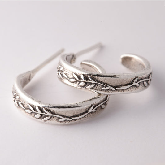 Sterling Silver Vine Hoop Earring