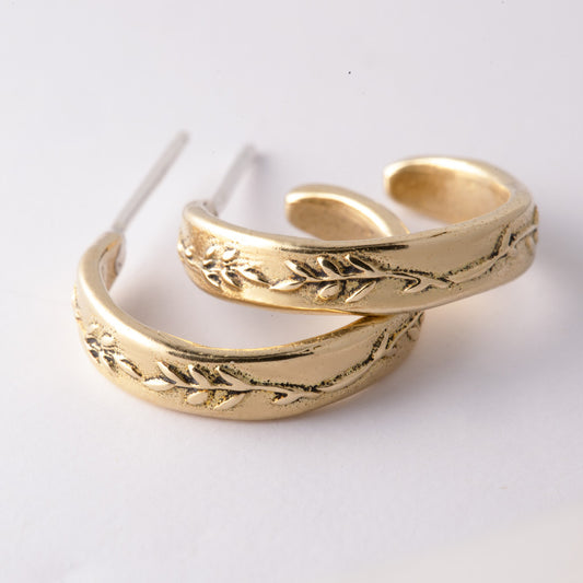 Bronze Vine Hoop Earrings