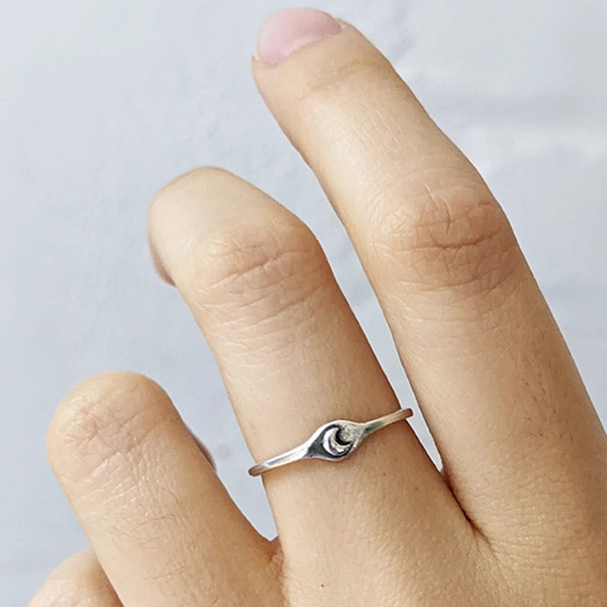 Silver Moon Signet Ring