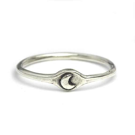 Silver Moon Signet Ring