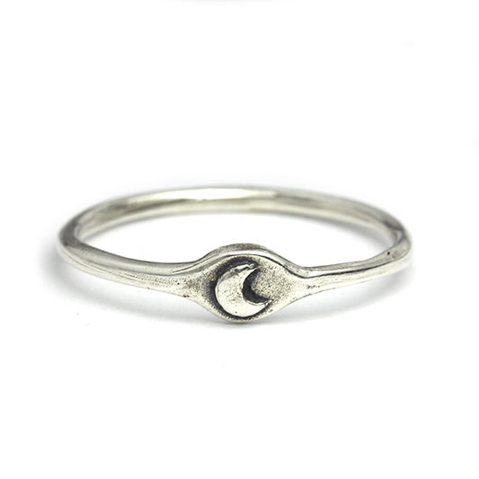 Silver Moon Signet Ring
