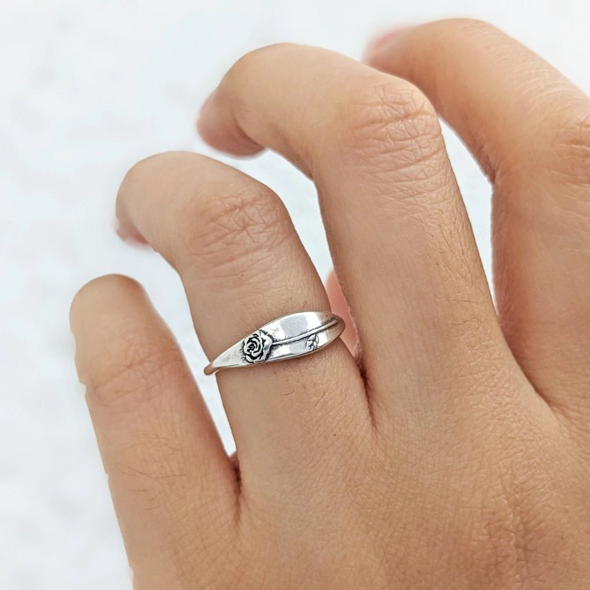 Silver Rose Band Ring