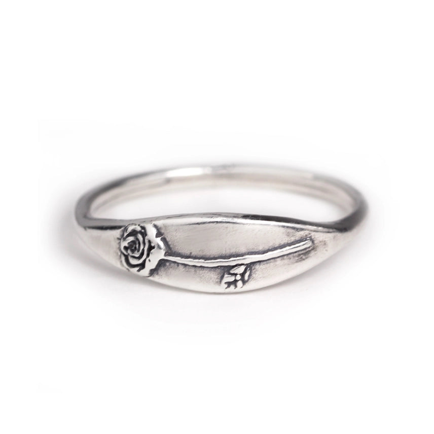 Silver Rose Band Ring