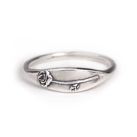 Silver Rose Band Ring