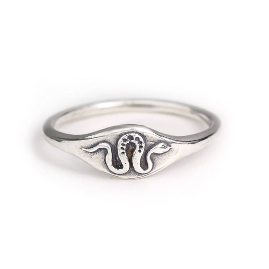 Silver Snake Signet Ring
