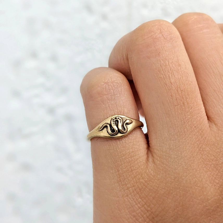 Bronze Snake Signet Ring