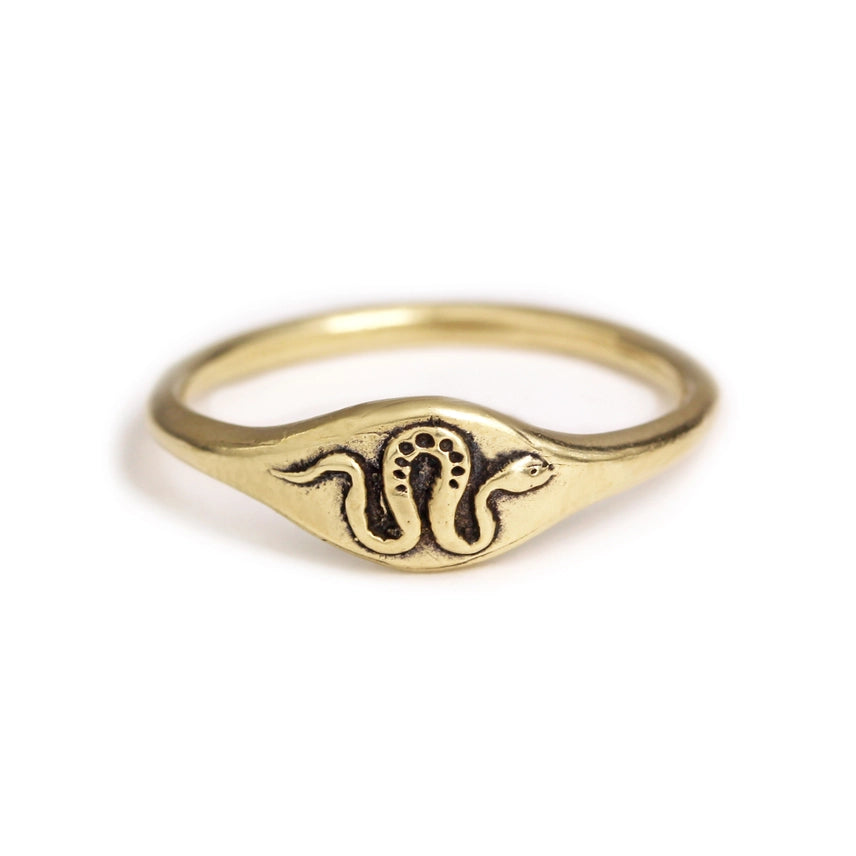 Bronze Snake Signet Ring