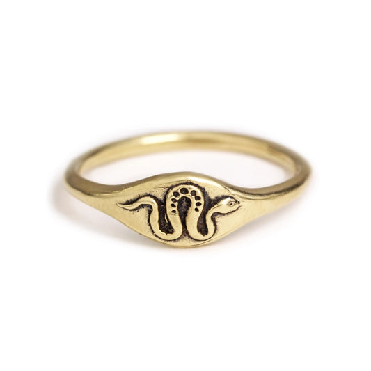 Bronze Snake Signet Ring