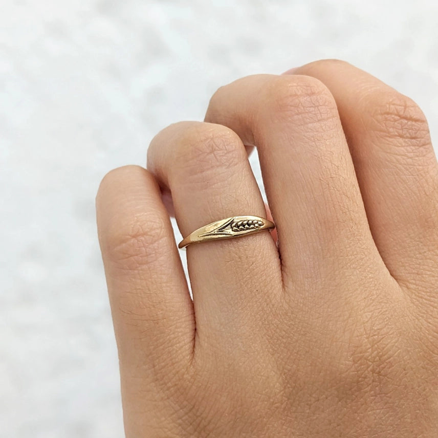Bronze Wheat Signet Ring