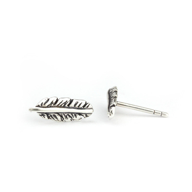 Sterling Silver Feather Stud Earrings