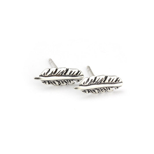 Sterling Silver Feather Stud Earrings