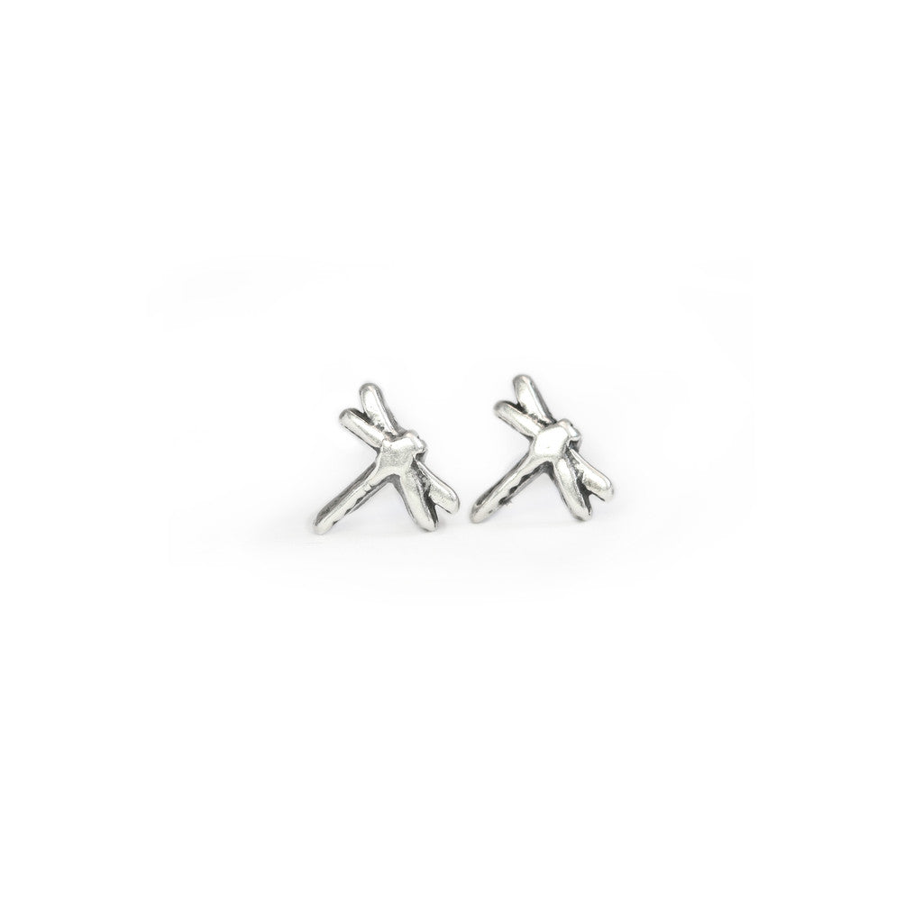 Silver Dragonfly Stud Earrings