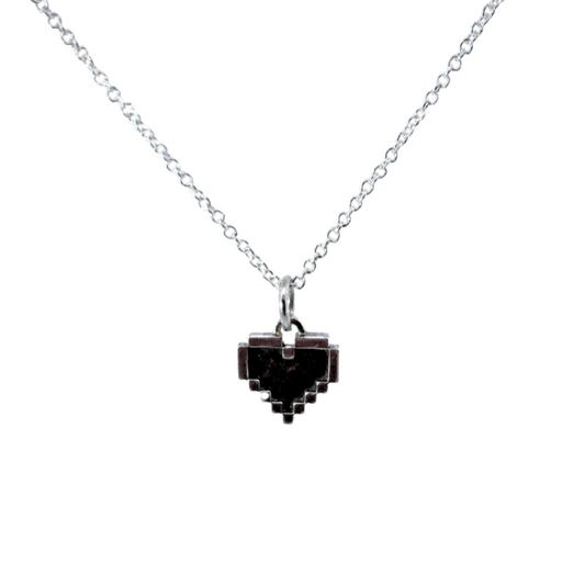 Silver Small Pixel Heart Pendant