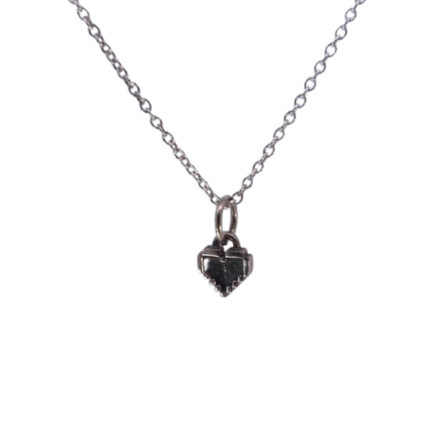 Silver Mini Pixel Heart Pendant