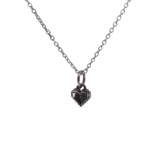 Silver Mini Pixel Heart Pendant