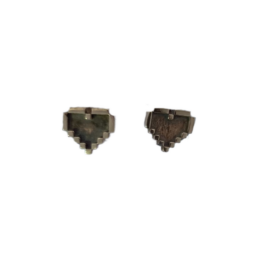 Gold Mini Pixel Heart Studs