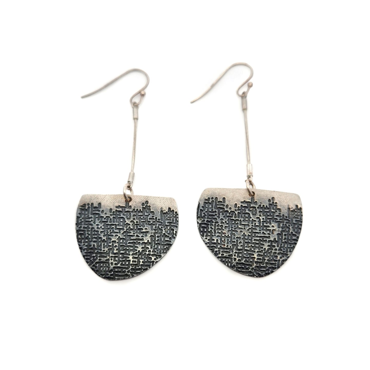 Textured Shield Oxidized Earrings