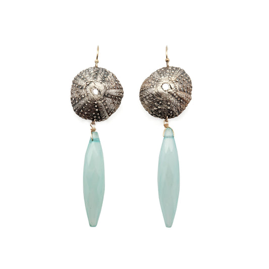 Silver & Chalcedony Urchin Earrings