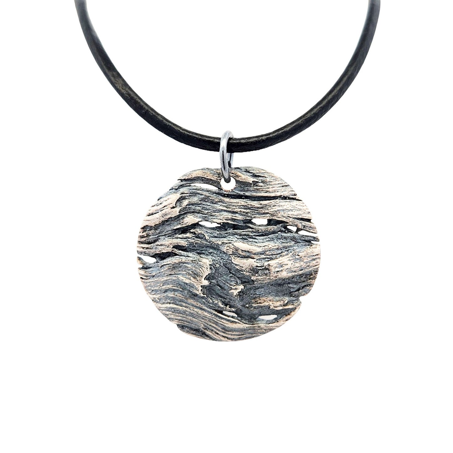 Large Textured Silver Disc Pendant