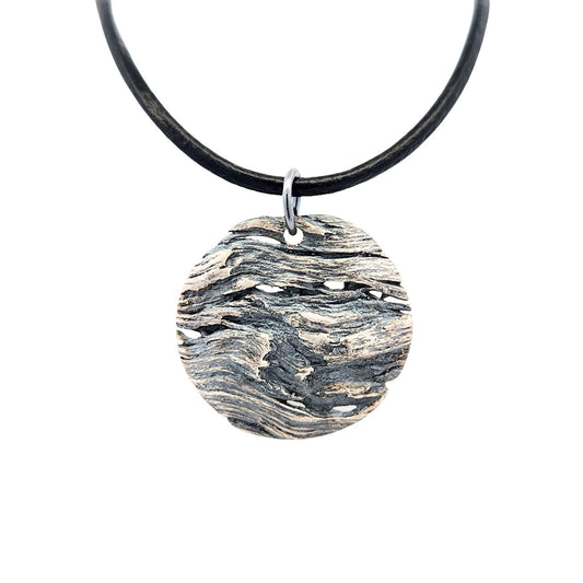 Large Textured Silver Disc Pendant