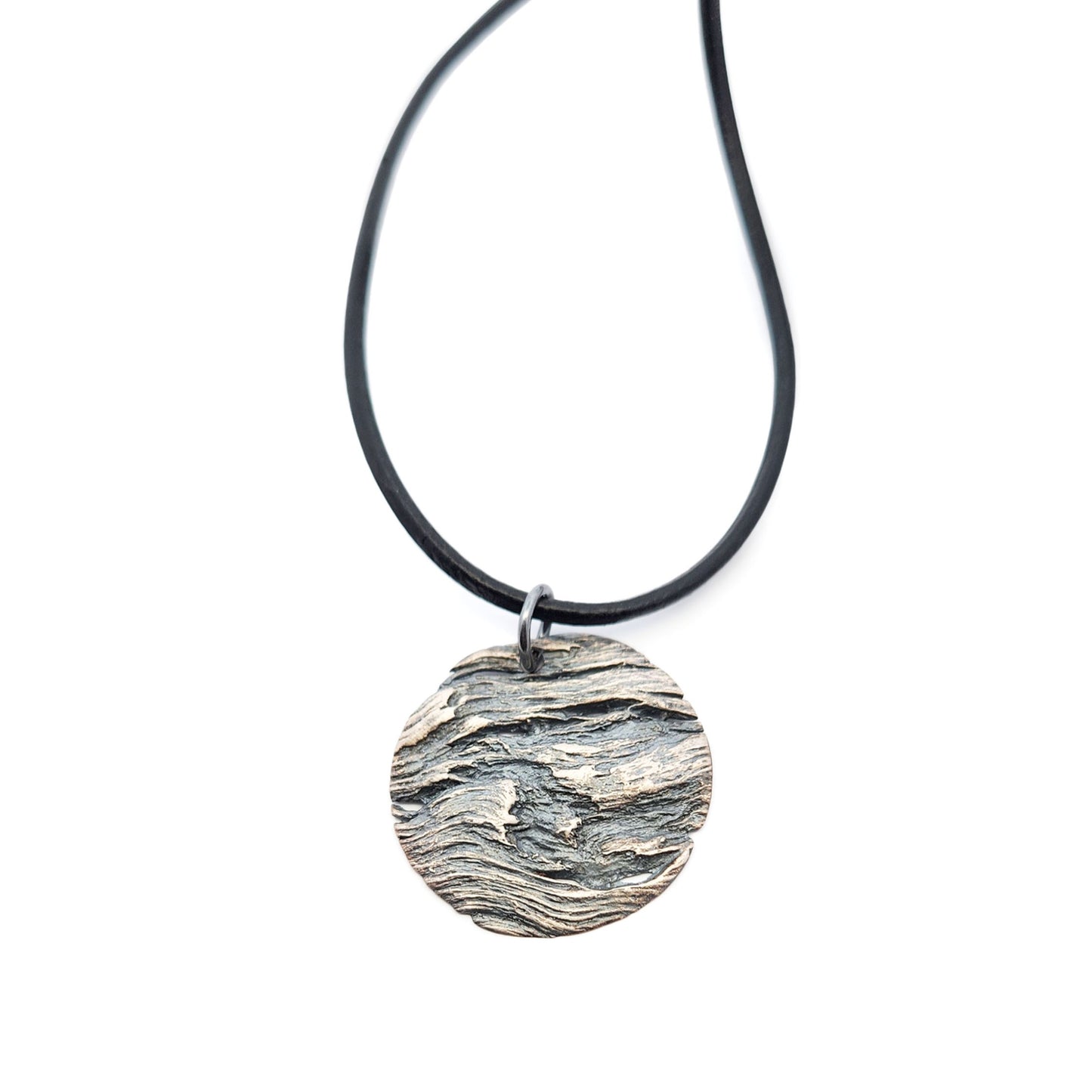 Large Textured Silver Disc Pendant
