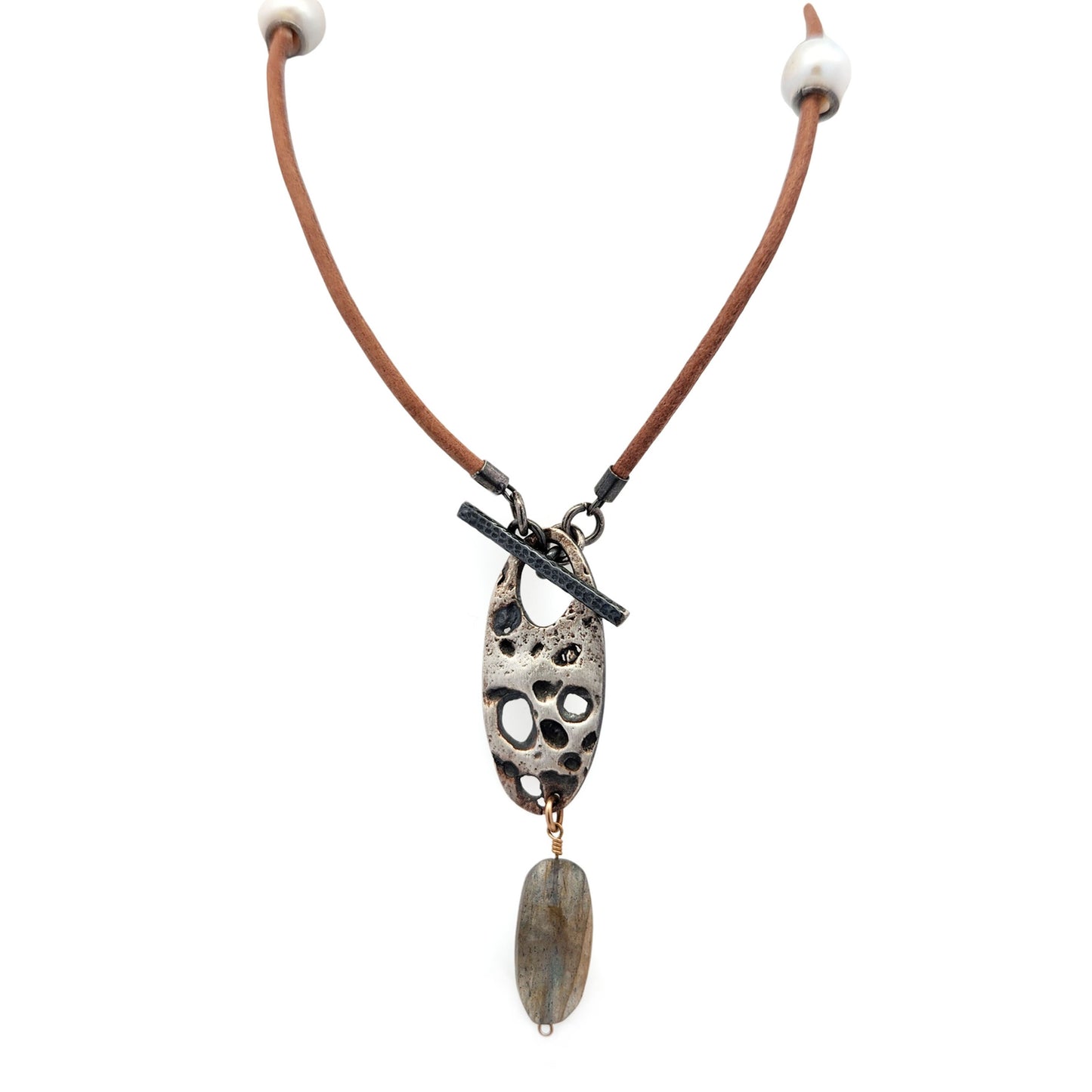 Organic Textured Labradorite & Pearl Necklace