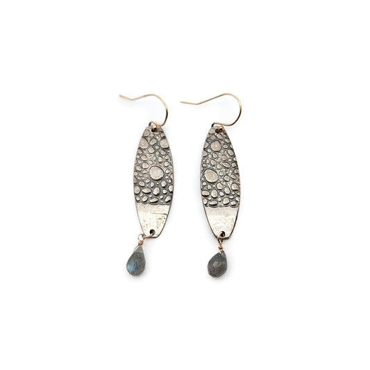 Silver Bouy Labradorite Earrings