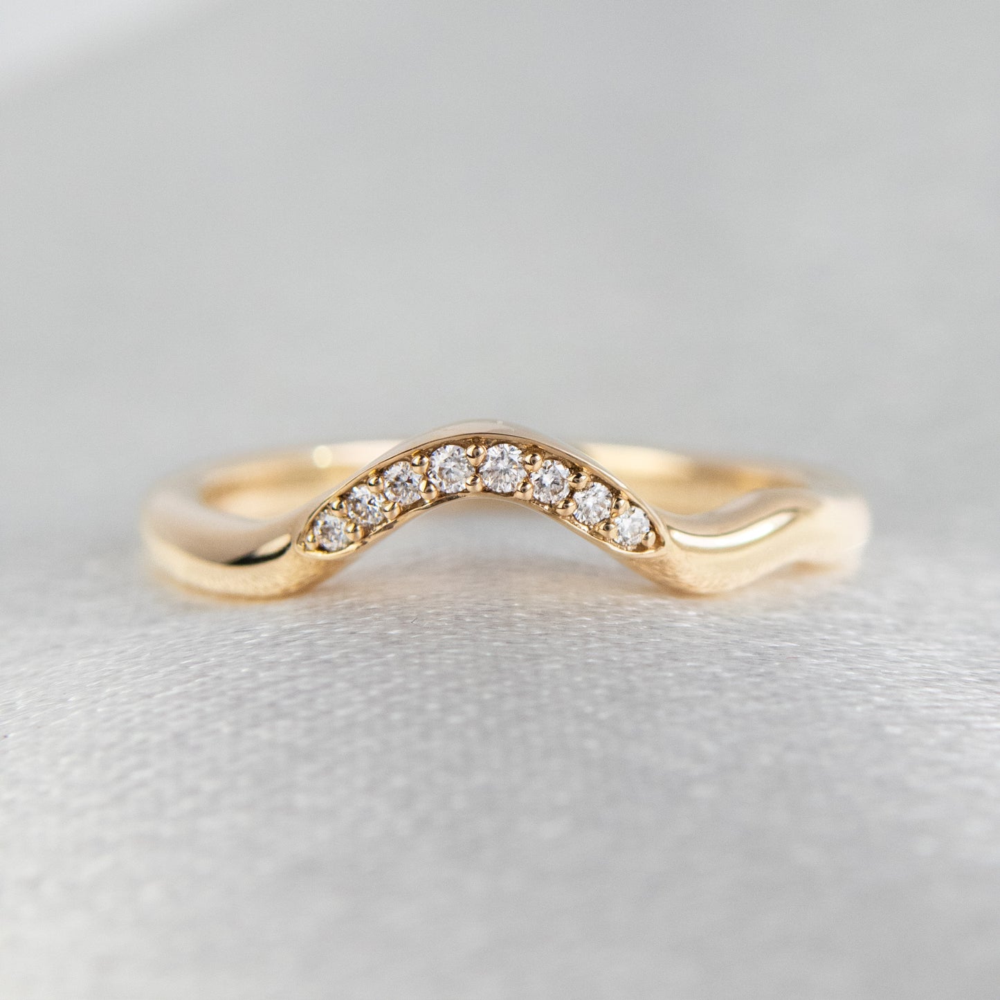 Andrea - Diamond Pave Contour Wedding Band
