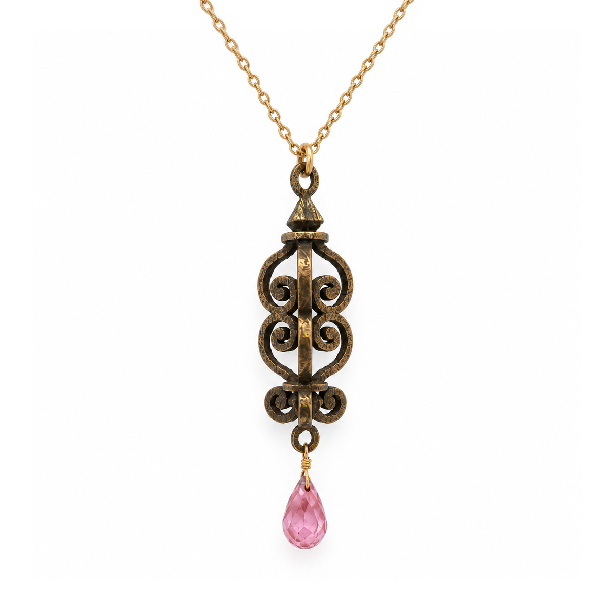 Pink Teardrop Cubic Zirconia Chandelier Pendant