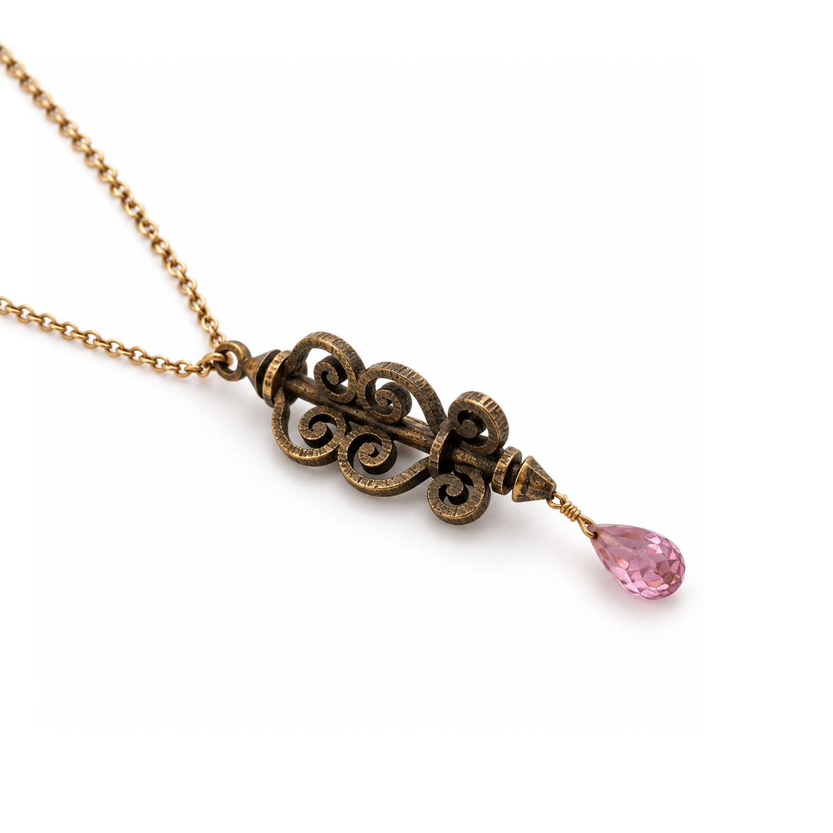Pink Teardrop Cubic Zirconia Chandelier Pendant