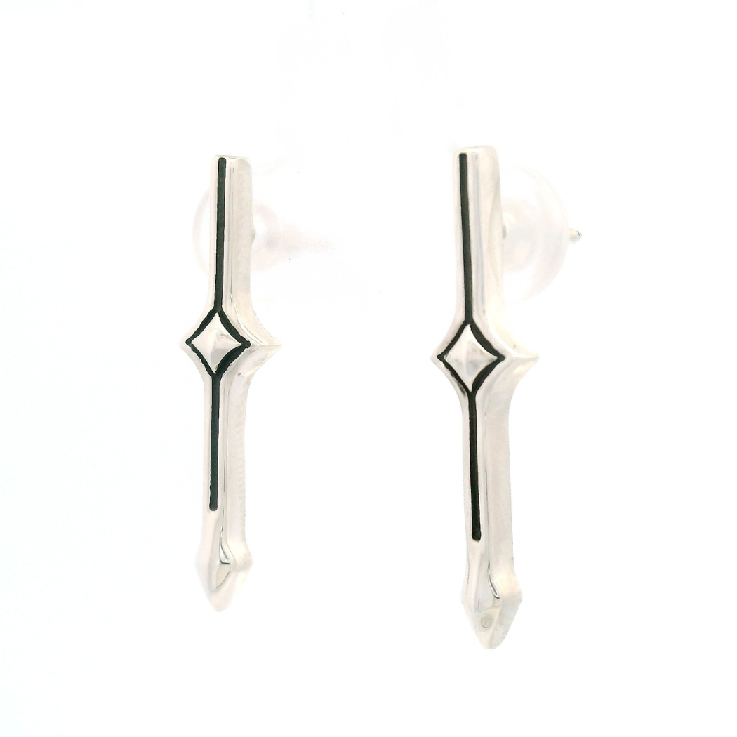 Sterling Silver Lozenge Bar Stud Earrings