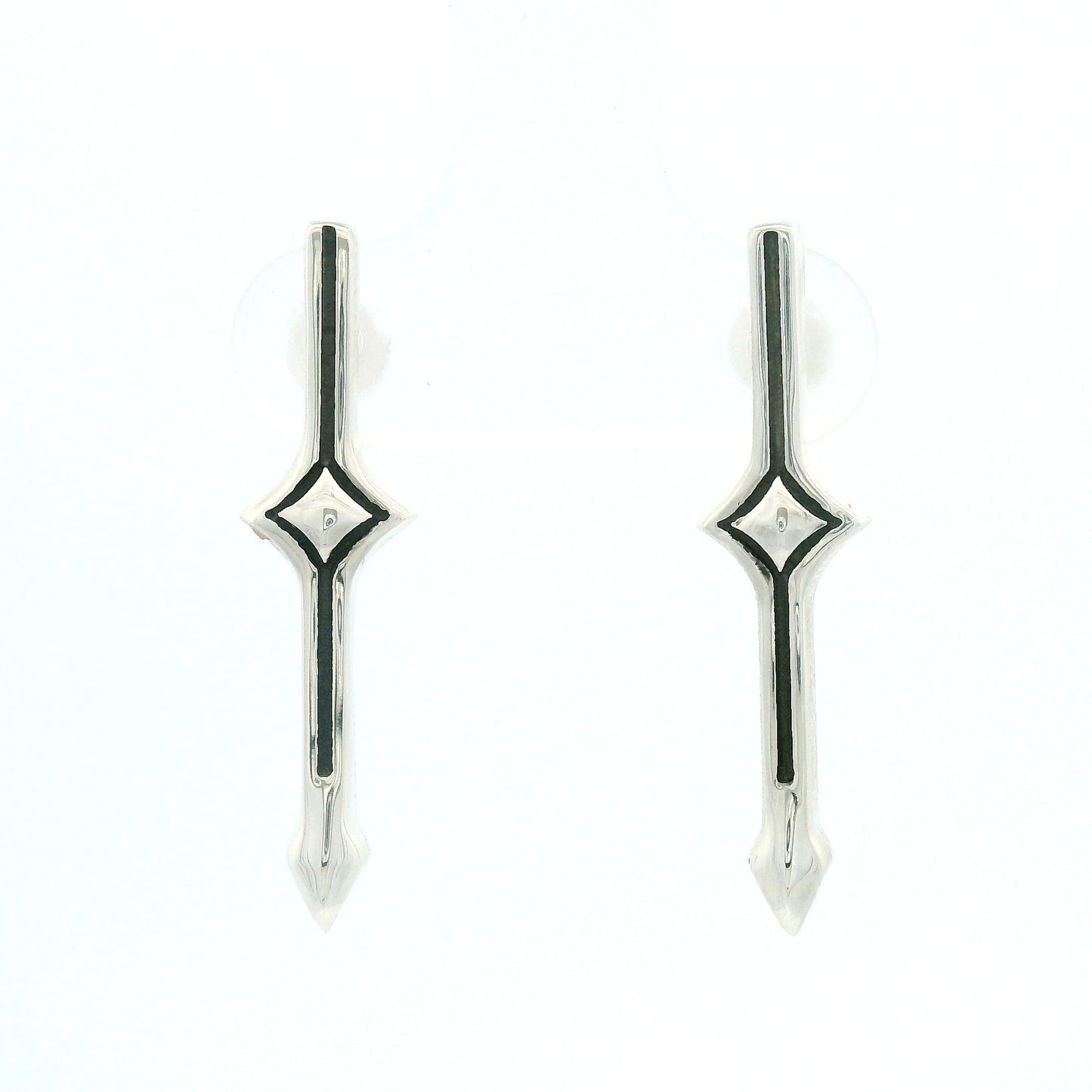 Sterling Silver Lozenge Bar Stud Earrings