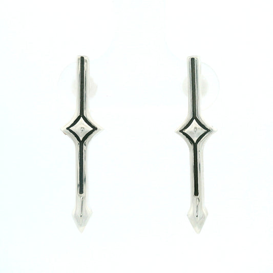 Sterling Silver Lozenge Bar Stud Earrings