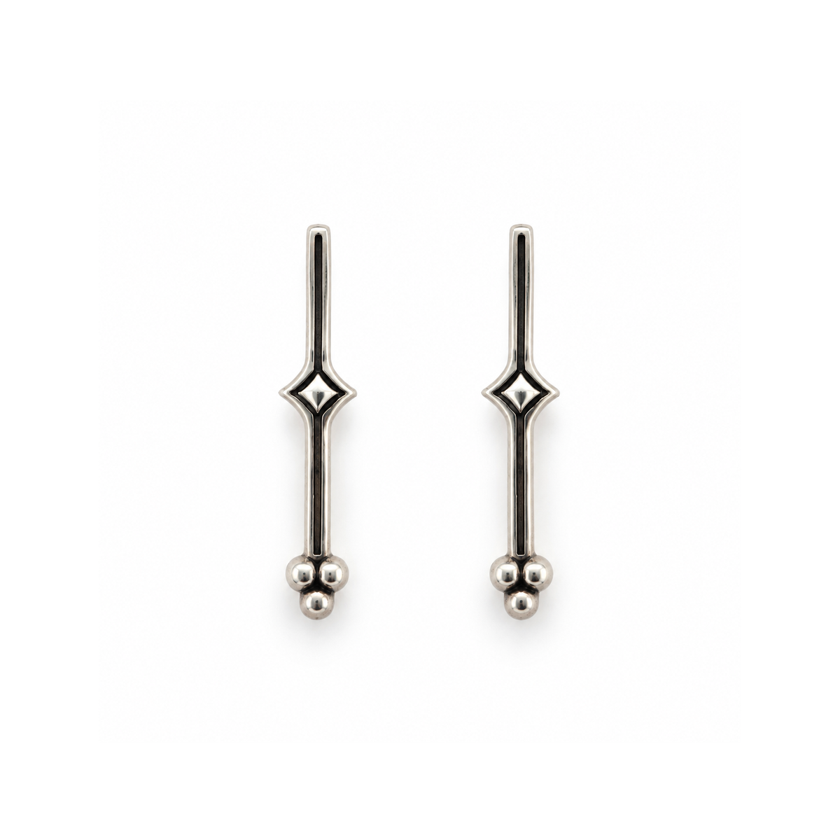 Sterling Silver Trefoil Bar Stud Earrings