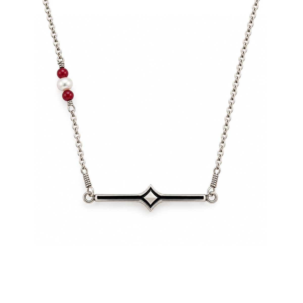 Sterling Silver Baluster Bar & Bead Necklace