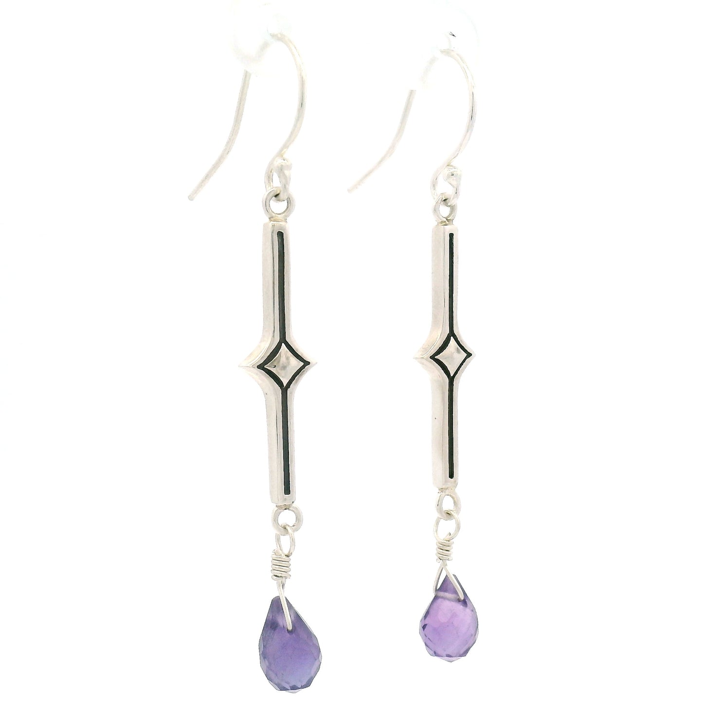 Sterling Silver Amethyst Baluster Earrings