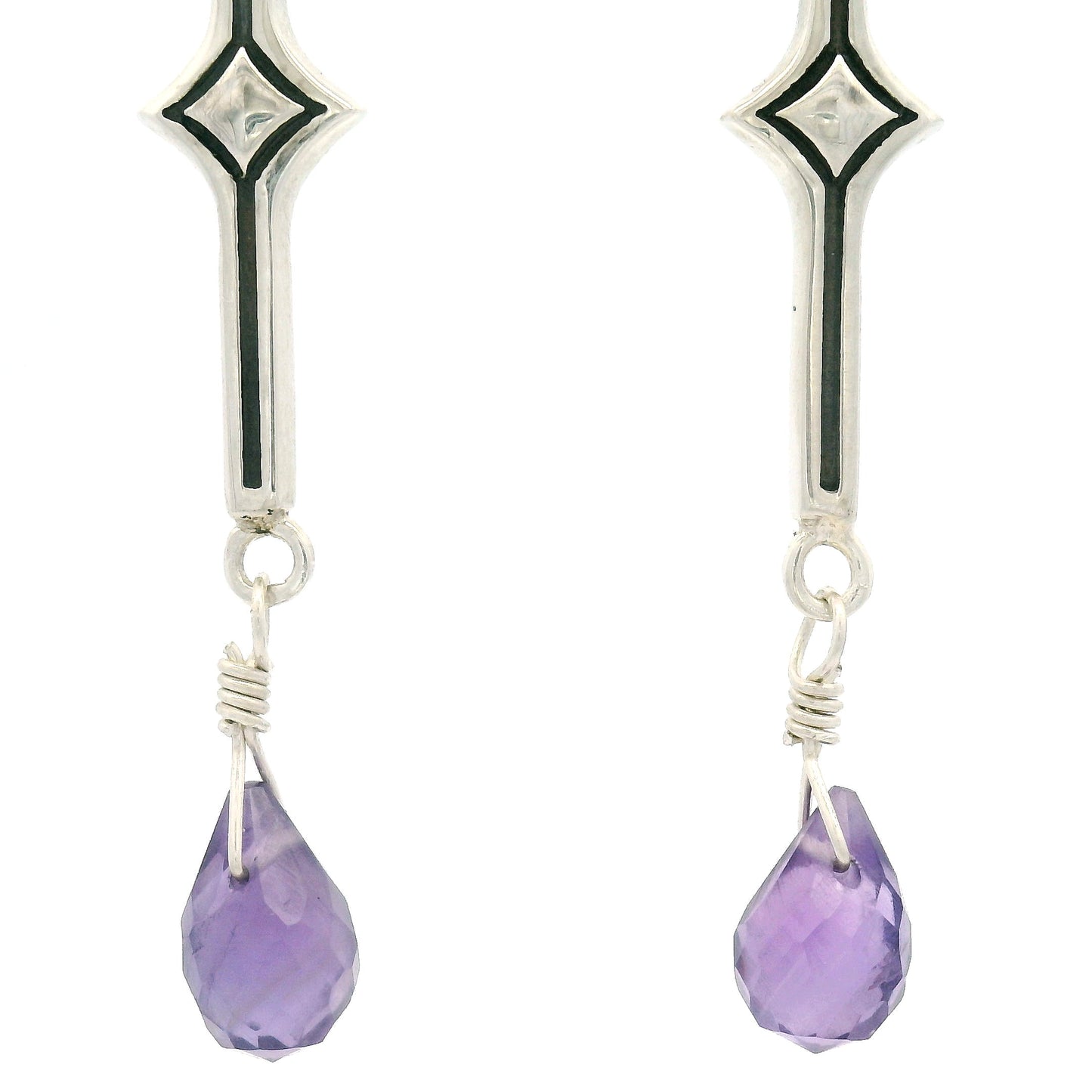 Sterling Silver Amethyst Baluster Earrings