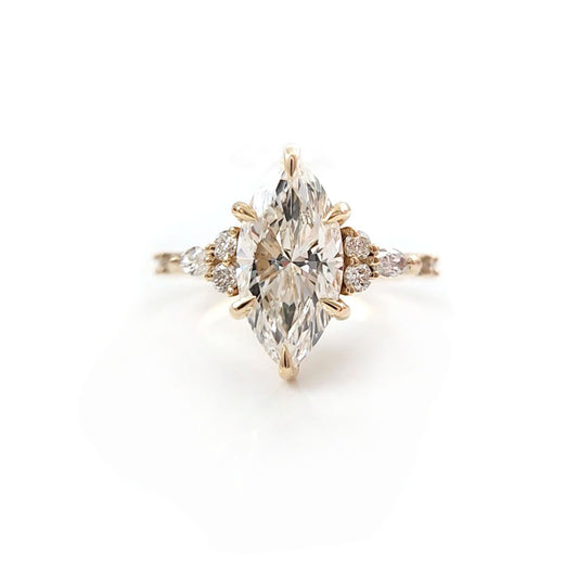 14k Yellow Engagement Ring with 2.70ct Lab-Grown Marquise Diamond and Accent Lab Diamonds