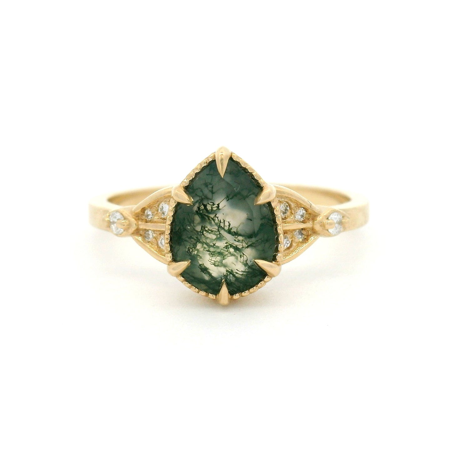 10k Yellow Ring with 1.1ct Moss Agate and Accent Lab-Grown Diamonds