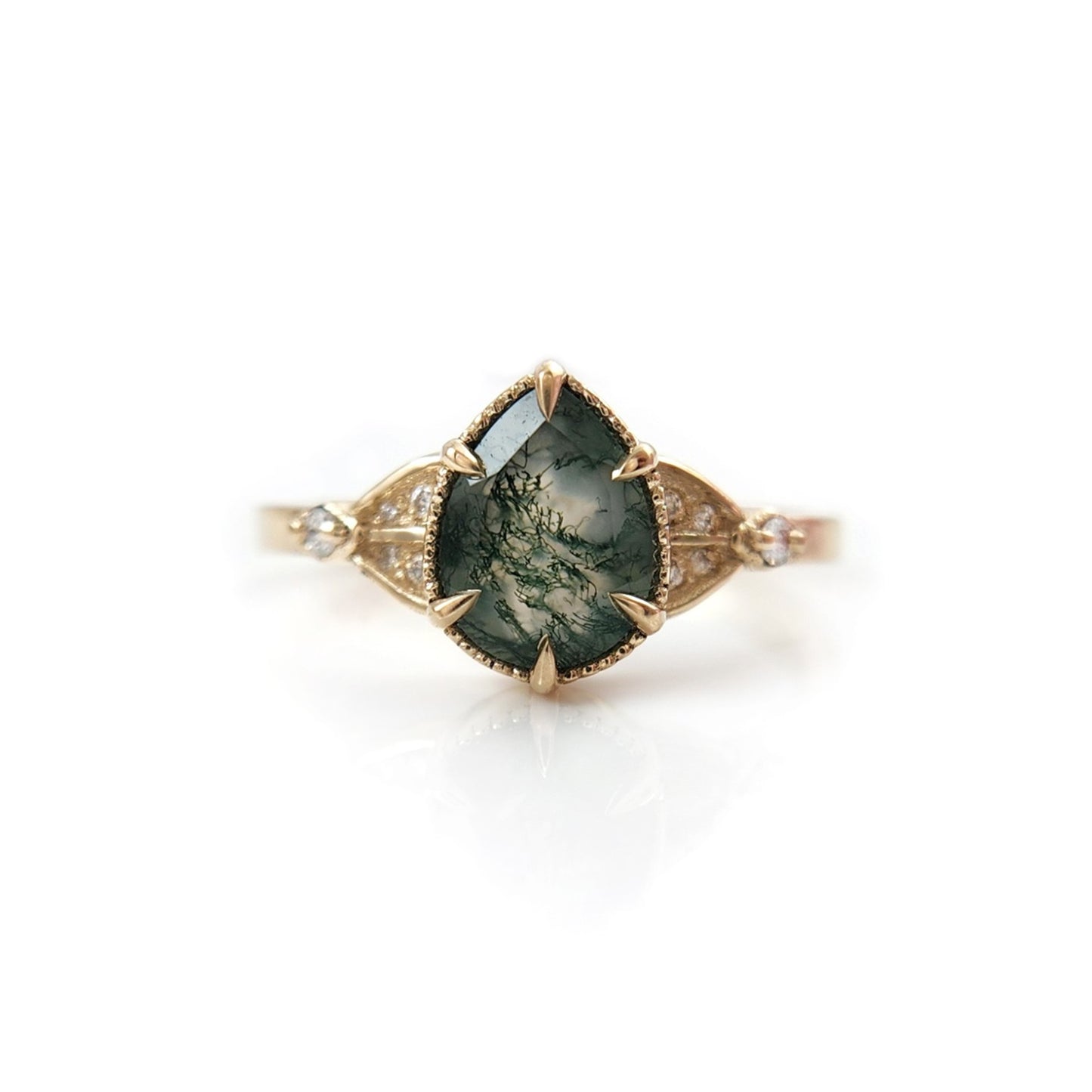 10k Yellow Ring with 1.1ct Moss Agate and Accent Lab-Grown Diamonds