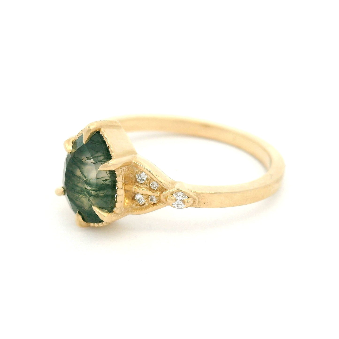 10k Yellow Ring with 1.1ct Moss Agate and Accent Lab-Grown Diamonds