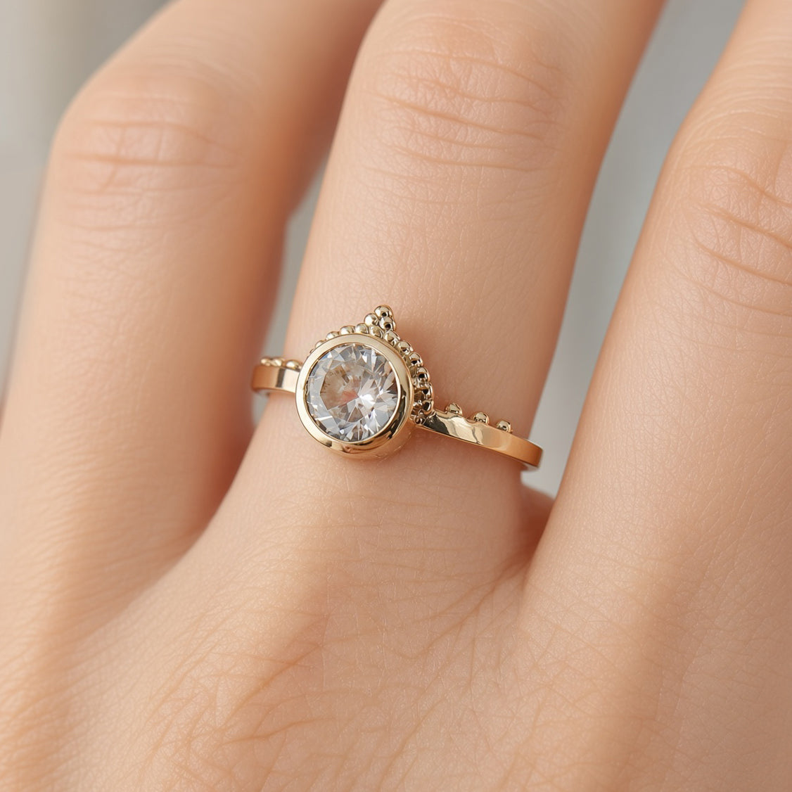 Lab-Grown Sapphire Crown Ring