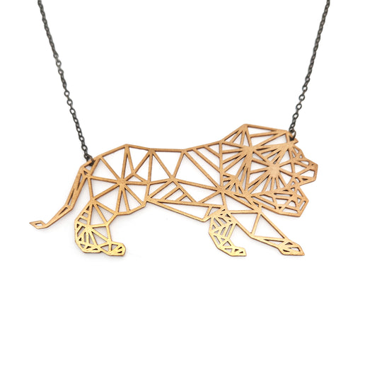 Large Geometric Lion Pendant