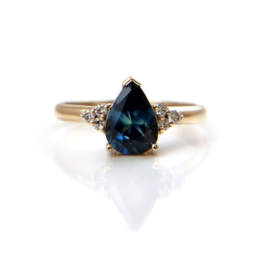 Blue Pear Sapphire Ring