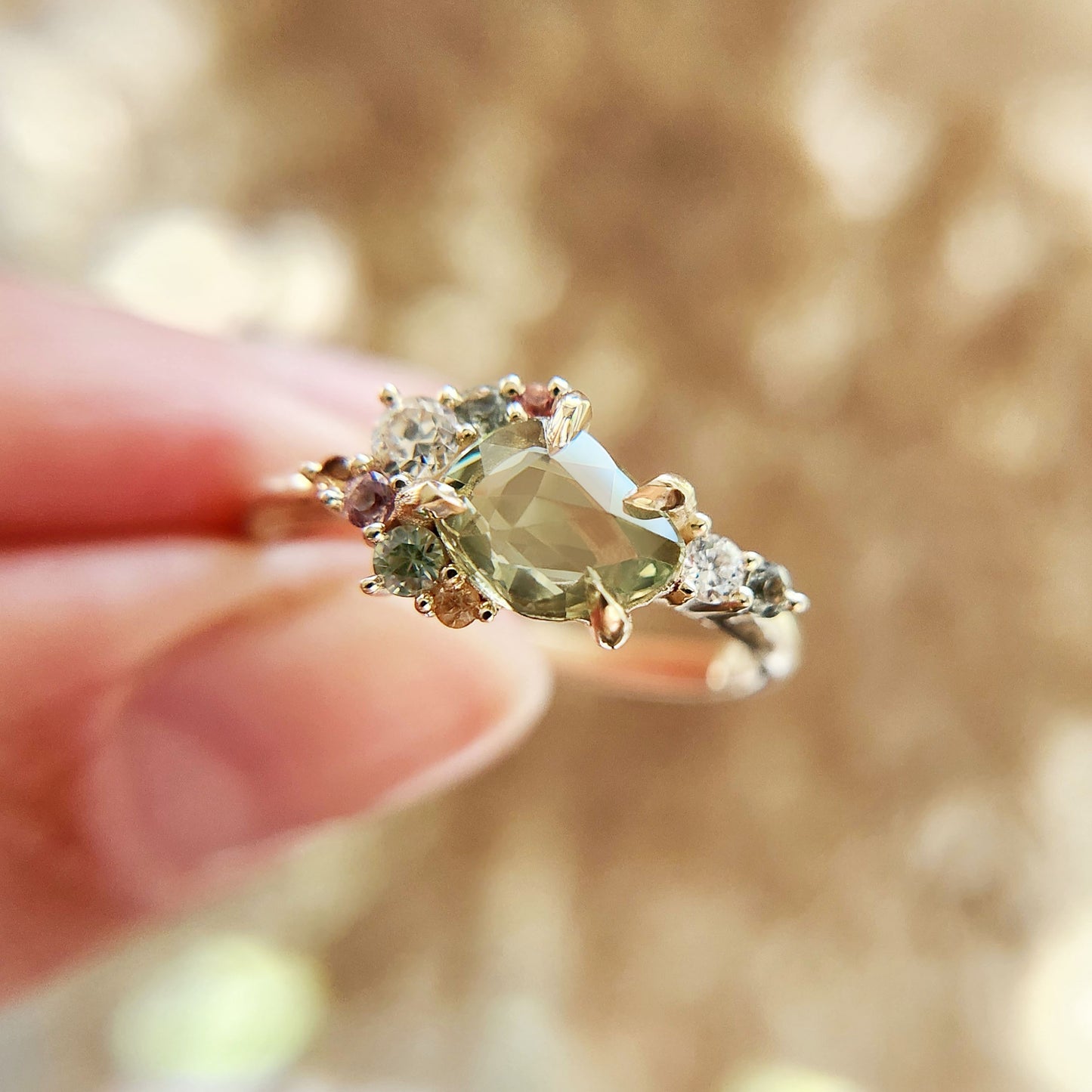 Sapphire Cluster Engagement Ring