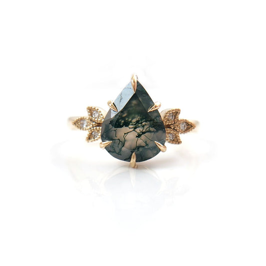 10k Yellow Ring with 1.6ct Moss Agate and Accent Lab-Grown Diamonds