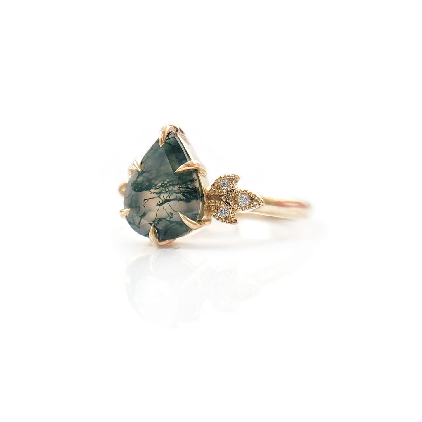 10k Yellow Ring with 1.6ct Moss Agate and Accent Lab-Grown Diamonds