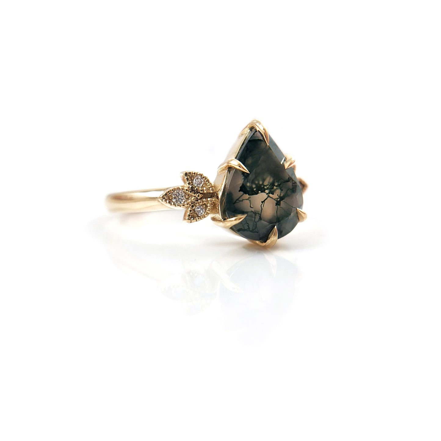 10k Yellow Ring with 1.6ct Moss Agate and Accent Lab-Grown Diamonds